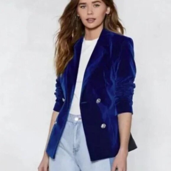 Nasty Gal Velvet Blazer Size 6 Can You Feel It New - Picture 1 of 5